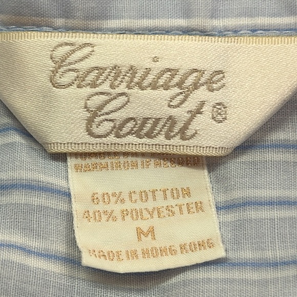 Carriage Court Blue Pinstriped Shortsleeved Pajama Set Medium - Picture 5 of 7